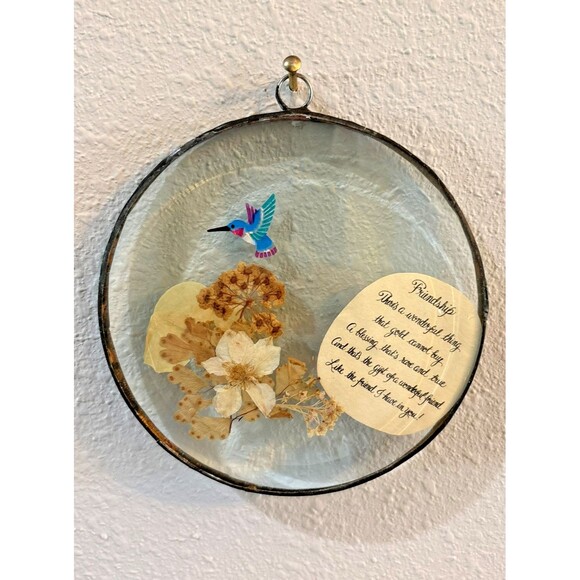 Vintage Pressed Flowers Friendship Suncatcher Wall Hang - Picture 6 of 9